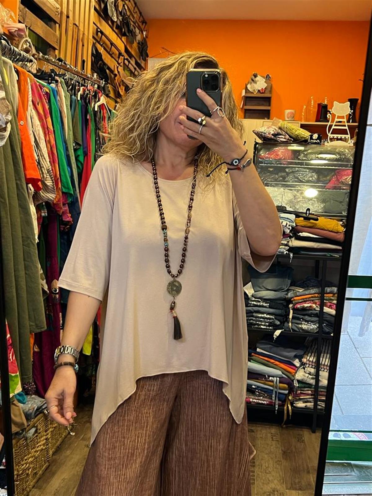 Bej Crop Bluz