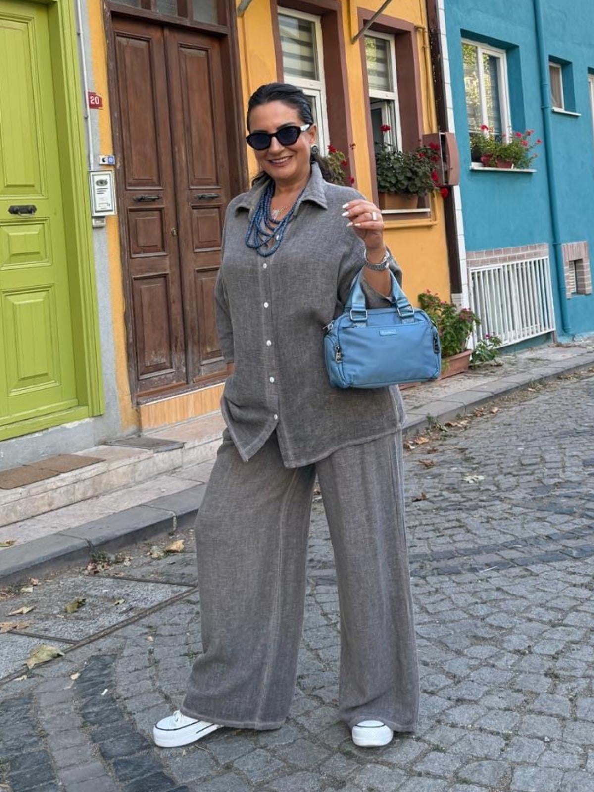 İthal Petek Dokulu Keten Takım