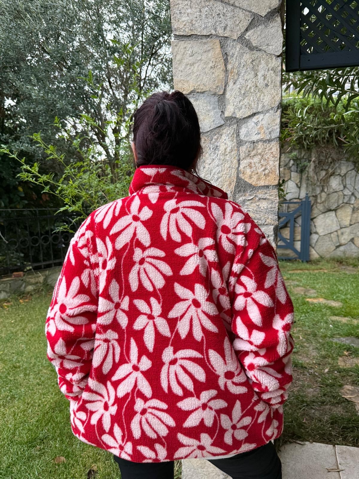 Papatyalı Peluş Ceket