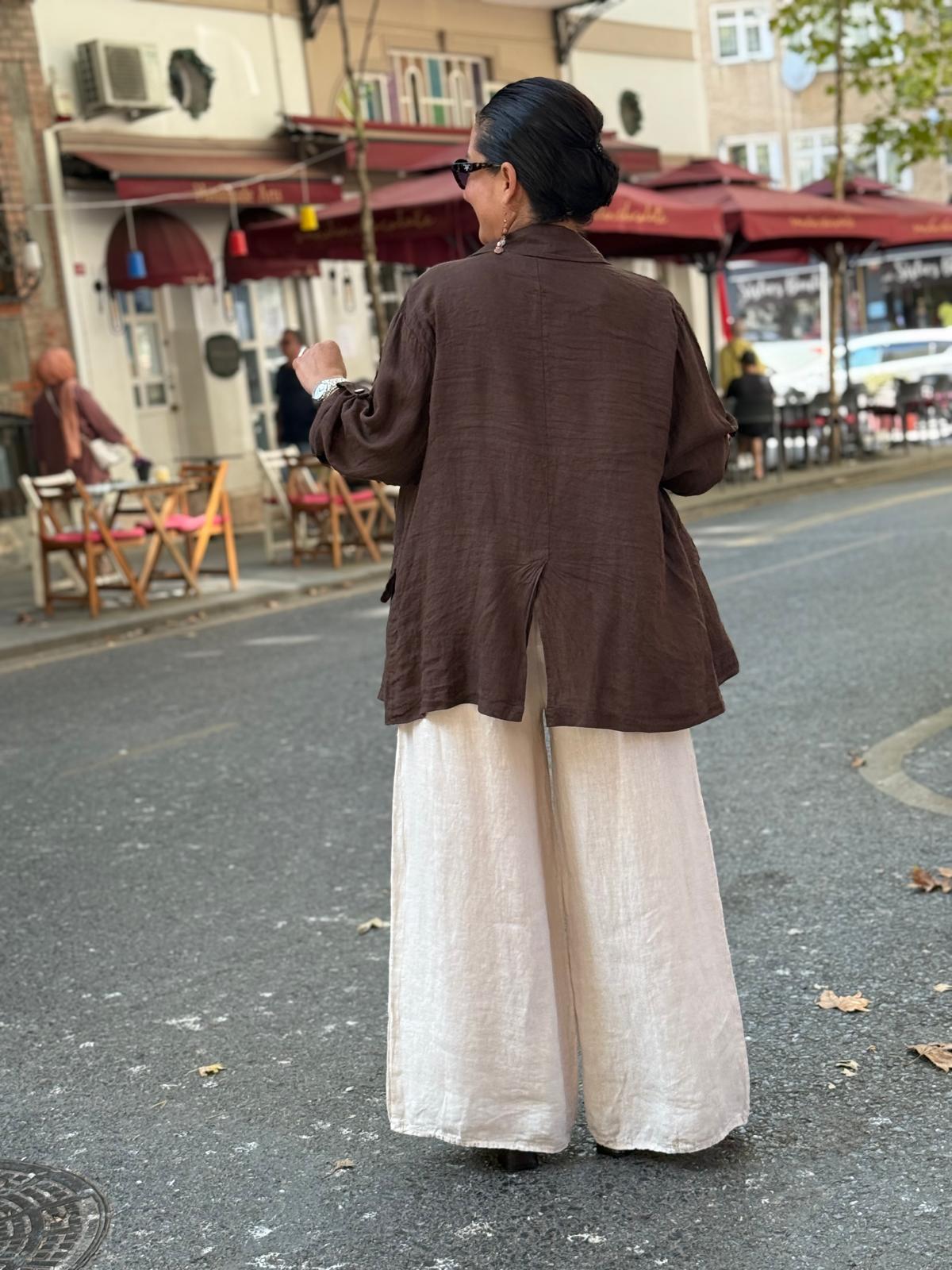 İthal Blazer Keten Ceket