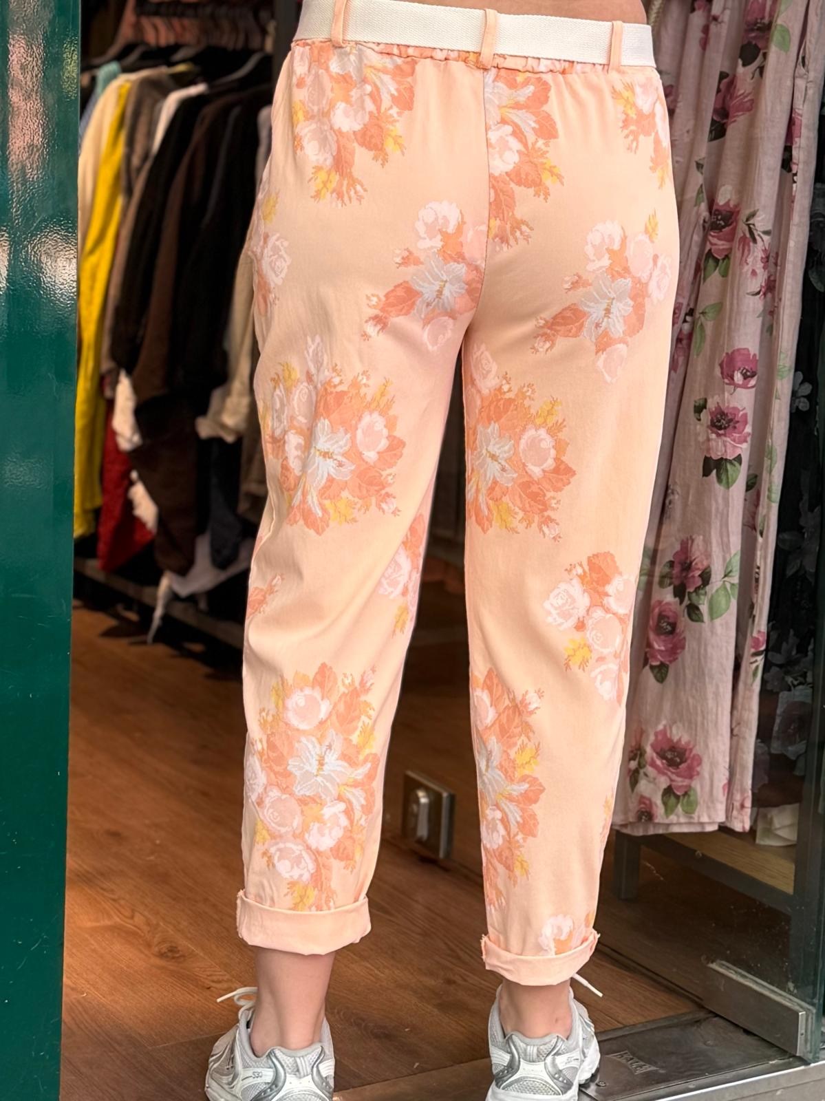 İthal Soft Çiçekli Havuç Model Likralı Pantolon
