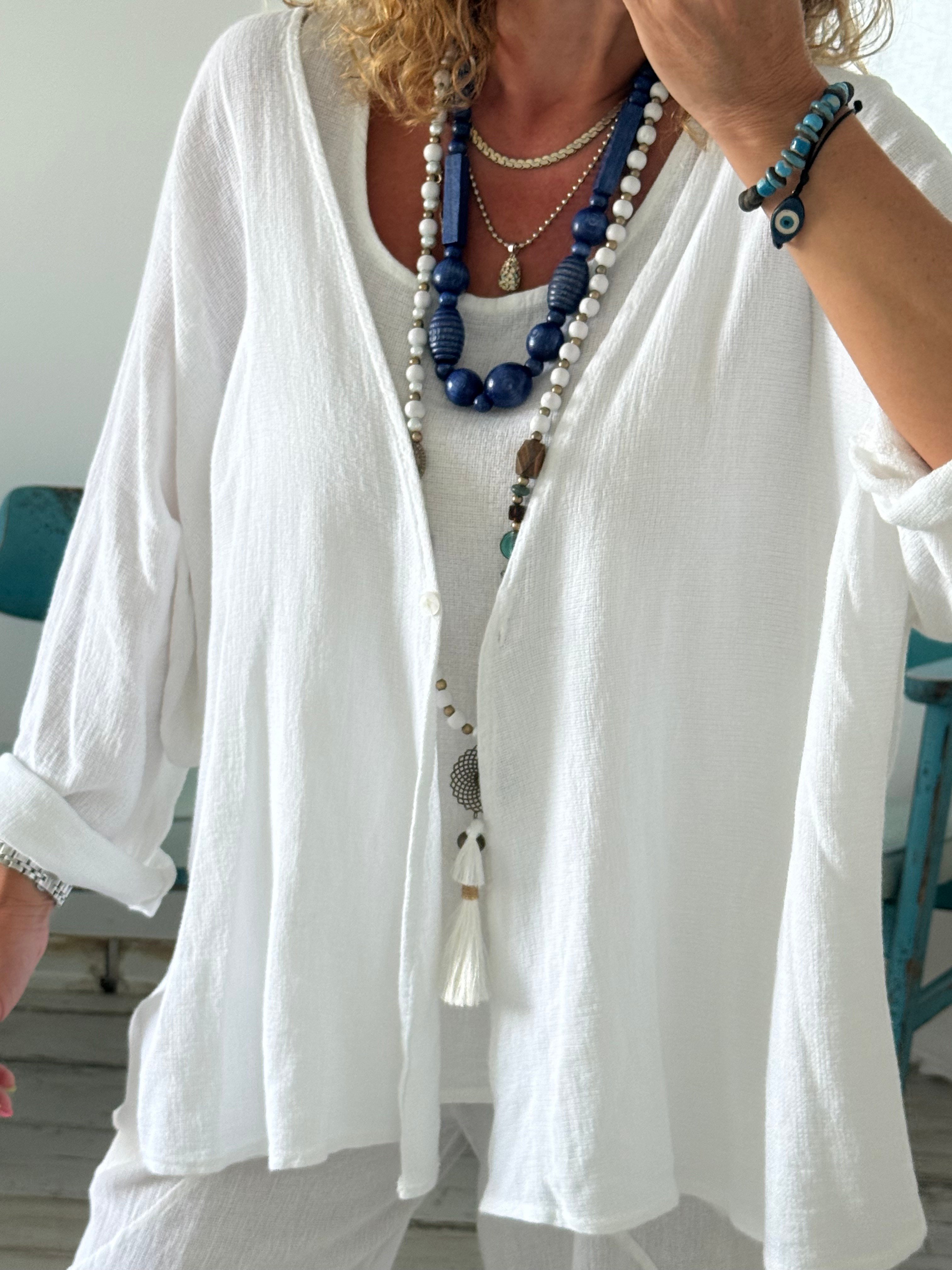 İthal Petek Dokulu Oversize Keten Ceket
