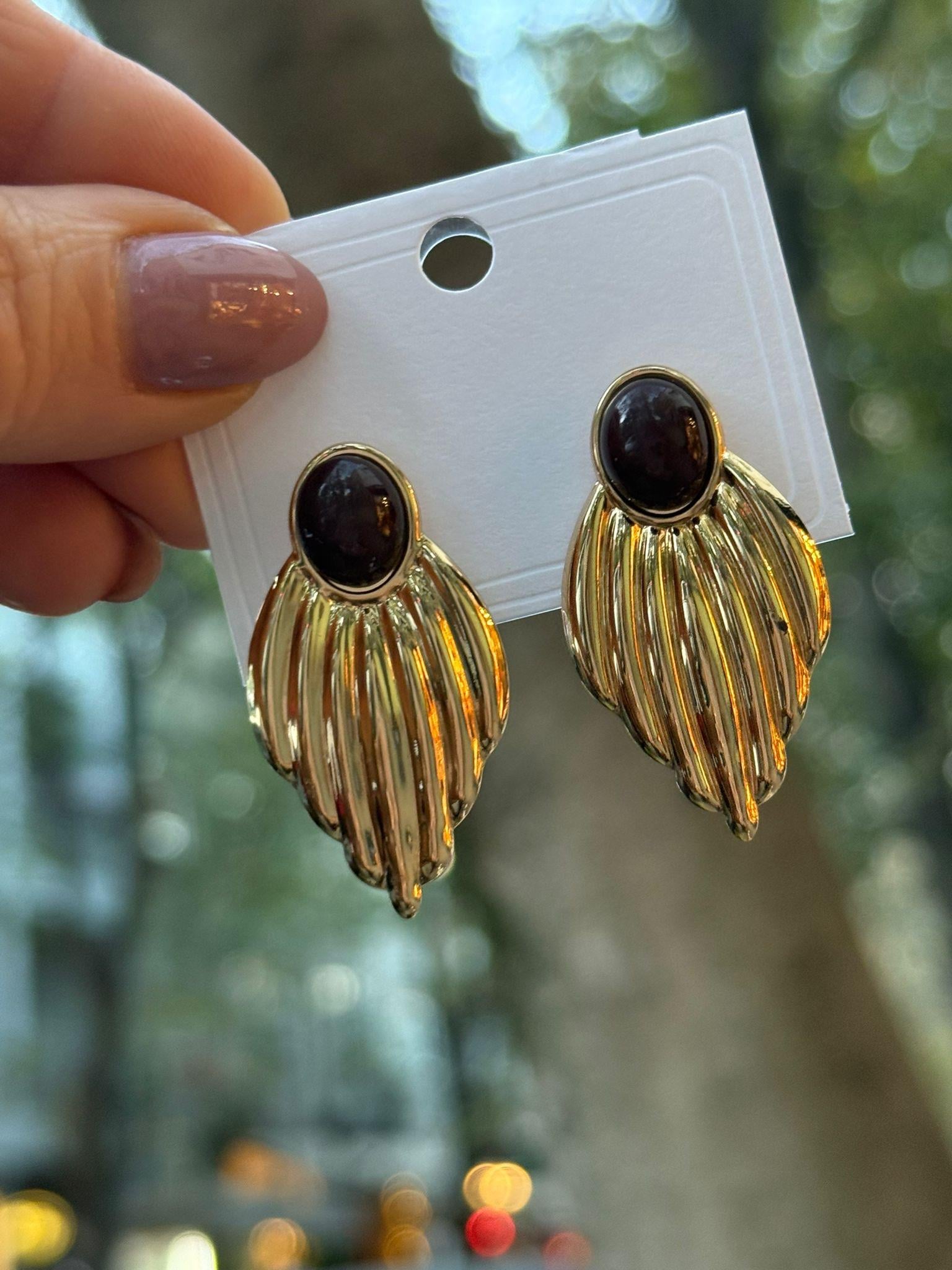 Taşlı Gold Küpe