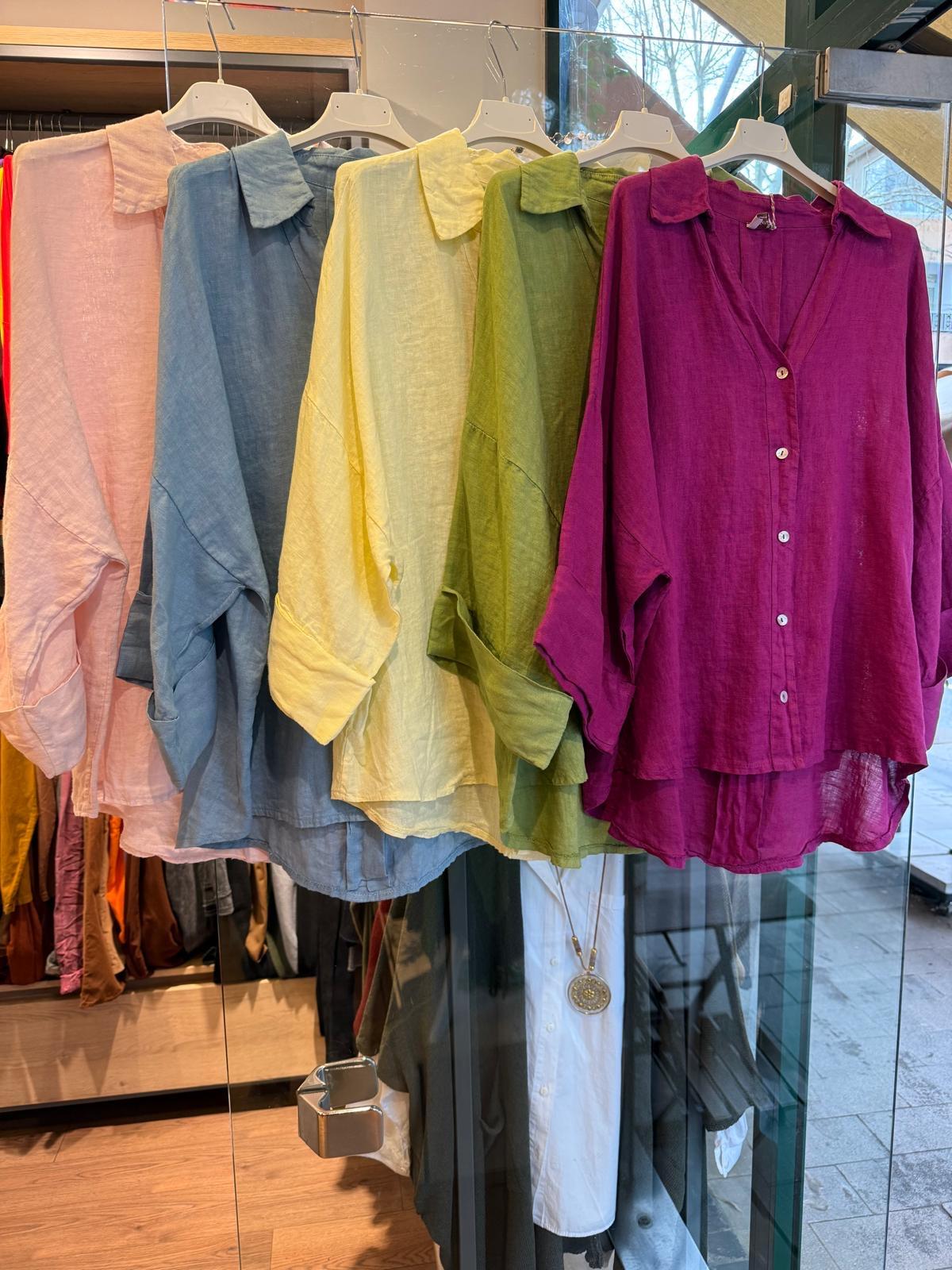 İthal Ham Keten Oversize Gömlek