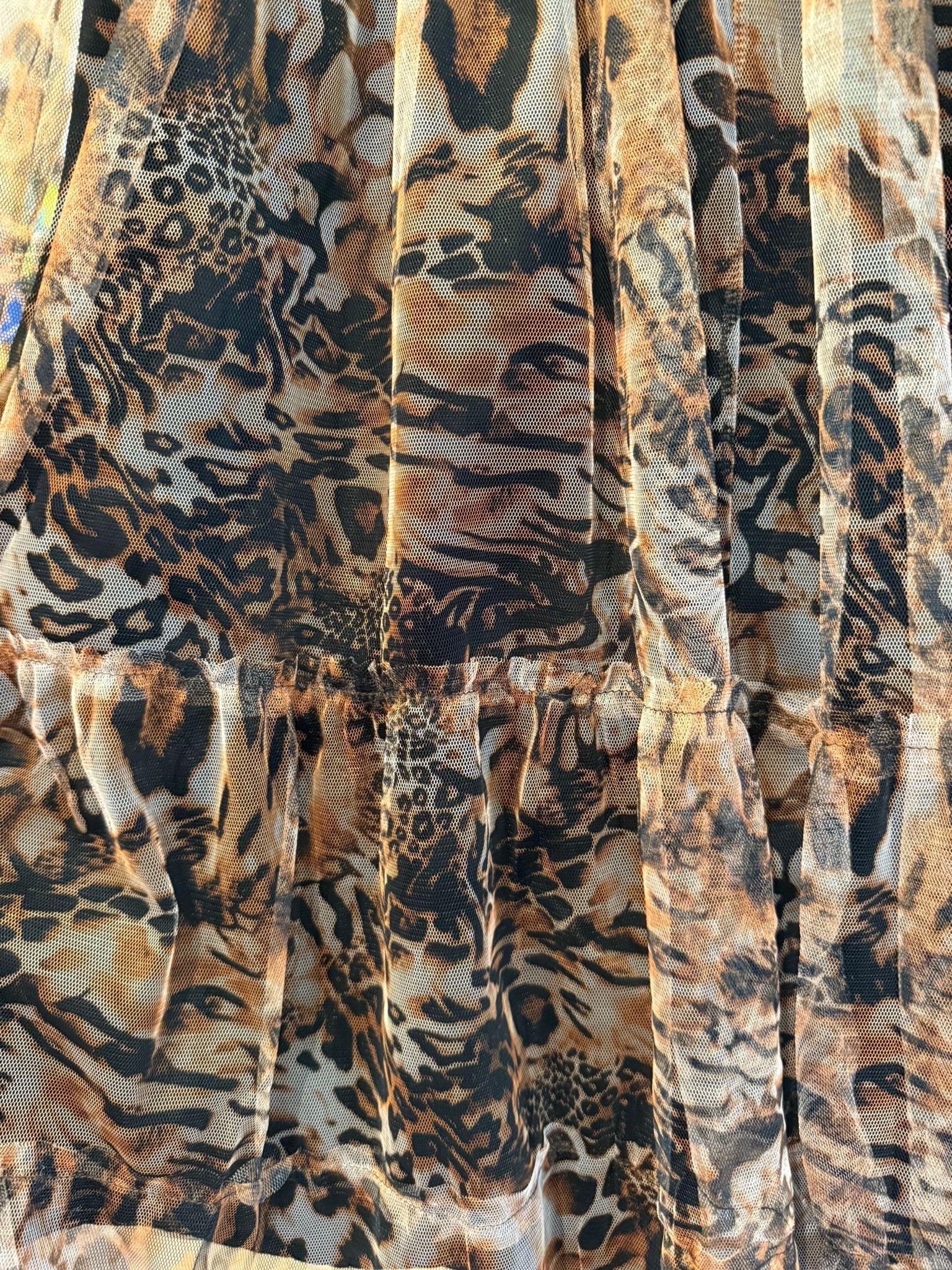 Leopar Desenli Tül Etek