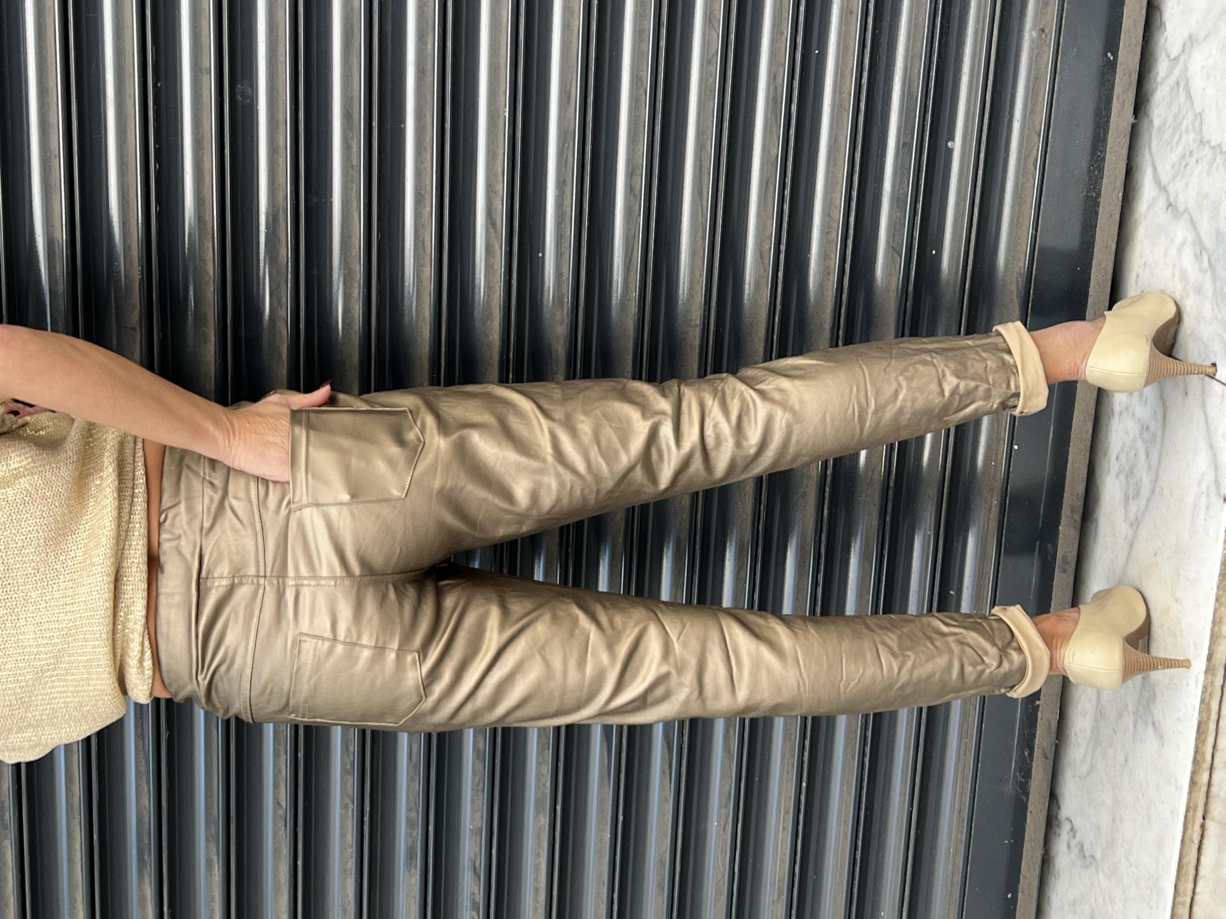 İthal Deri Likralı Pantolon