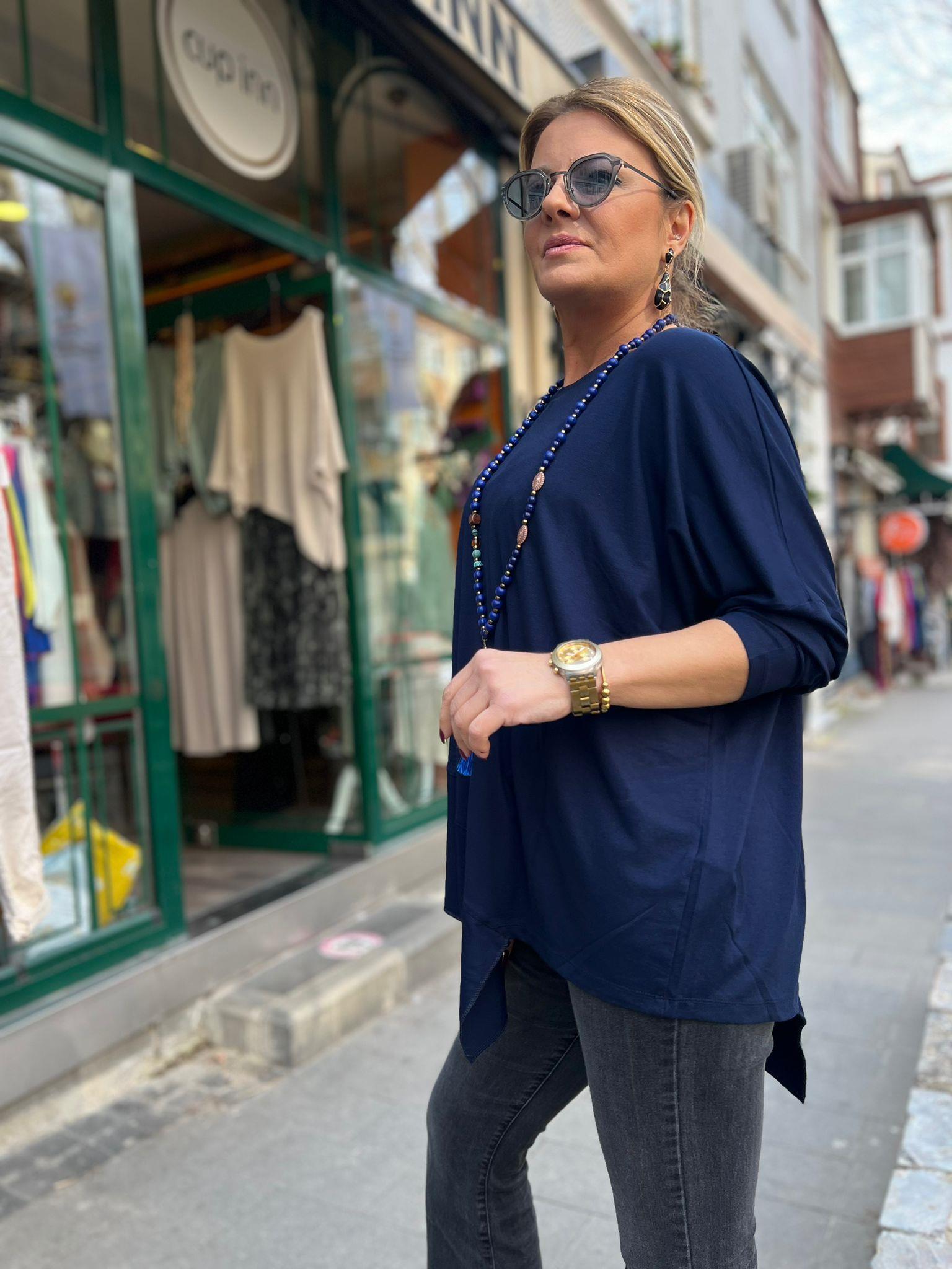 Lacivert Verev Salaş Bluz