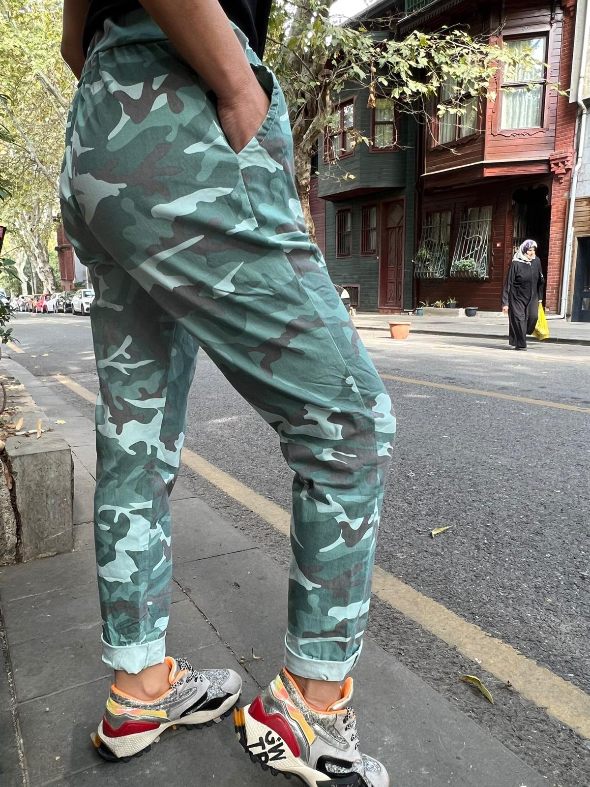 Mint İthal Kamuflaj Likralı Pantolon