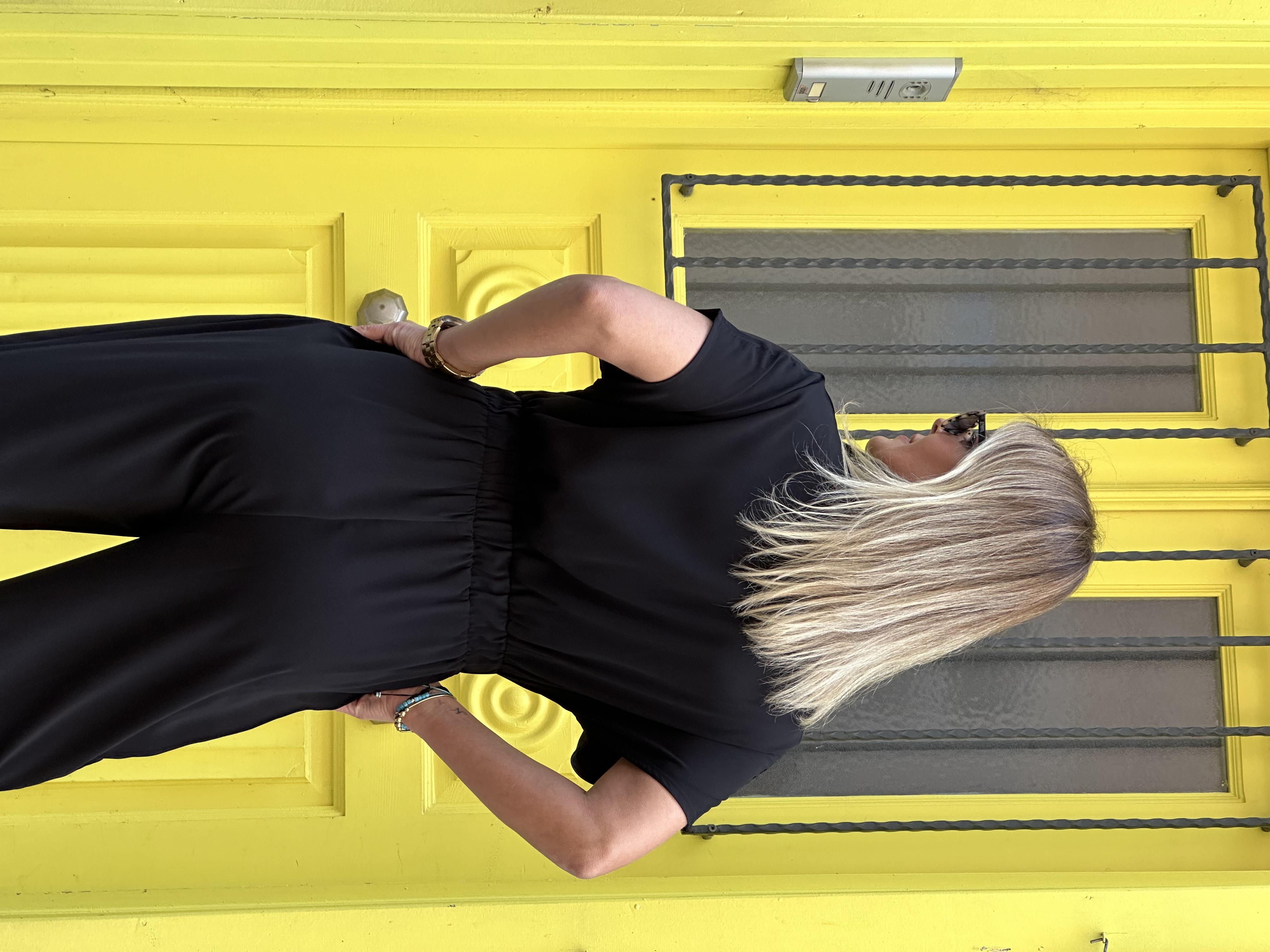 Siyah Gömlek Yaka Tulum