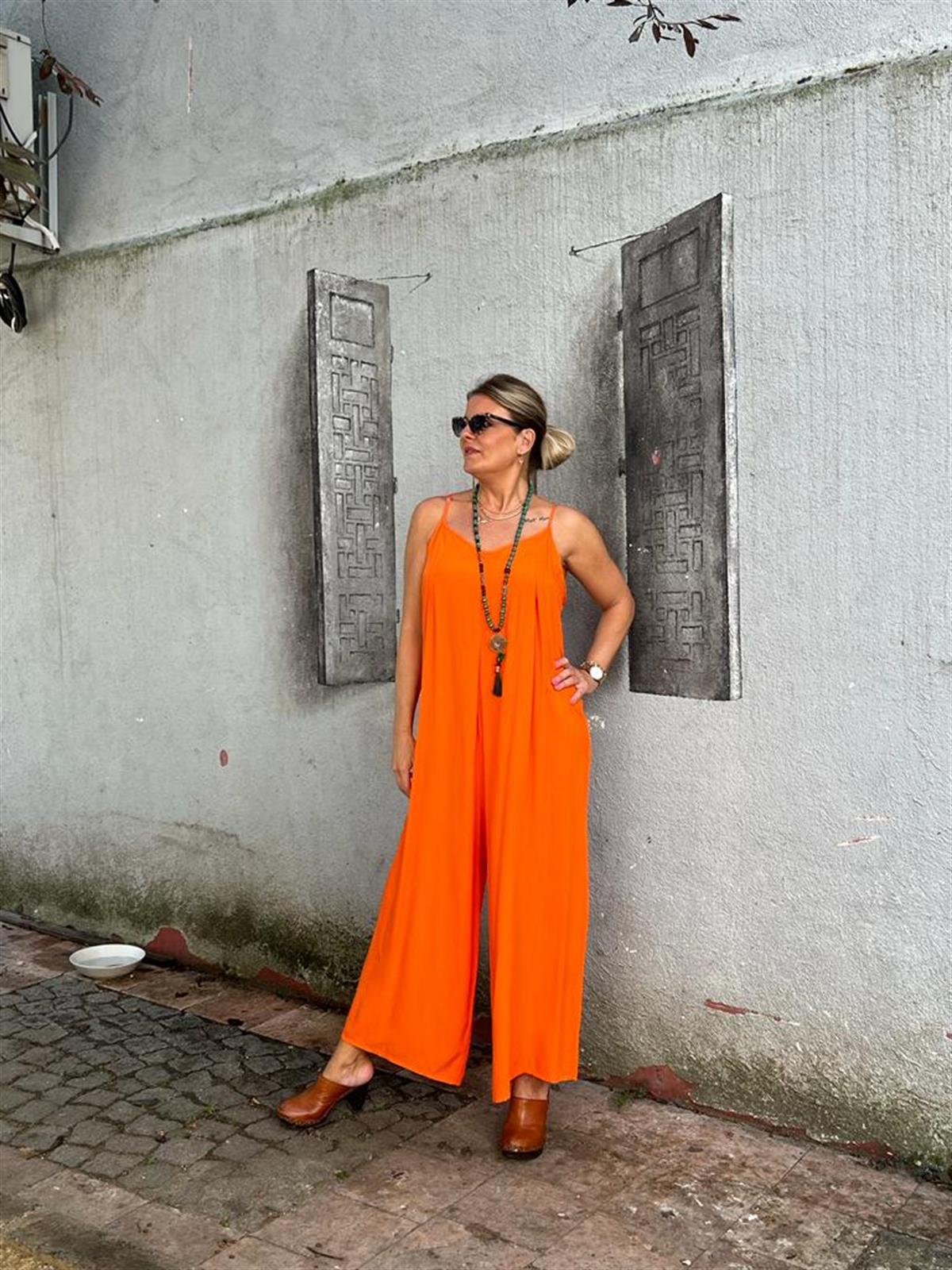 Turuncu Bol Paça Salaş Tulum