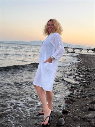 Beyaz Müslin Elbise