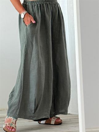 Oversize İthal Paçası Dikişli Keten Pantolon