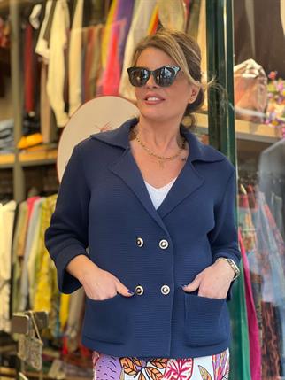 Lacivert Kruvaze Triko Ceket