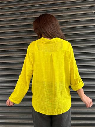 İthal Bağlamalı Keten Gömlek