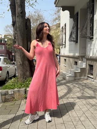 İthal Petek Dokulu Keten Bluz Elbise Takım
