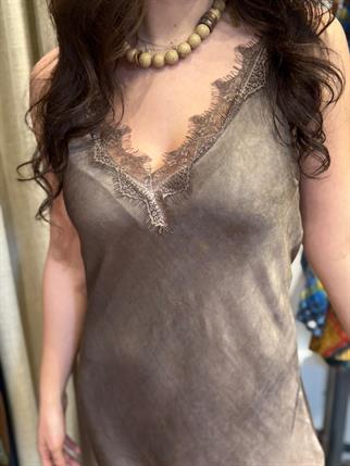 İthal Dantelli İpek Elbise