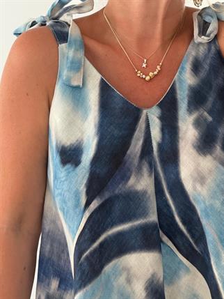 İthal Batik Asimetrik Keten Elbise