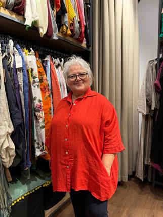 İthal Ham Keten Cepli Oversize Gömlek