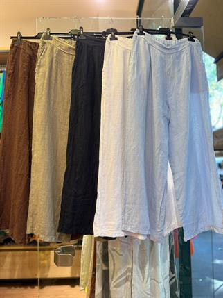 Arkadan Lastikli İthal Keten Pantolon