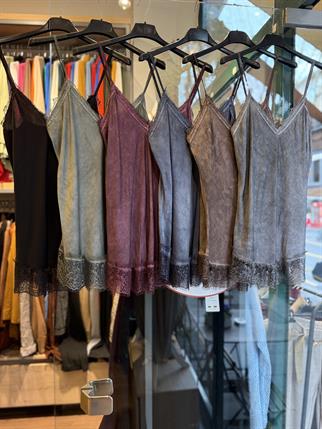 İp Askılı Dantelli İpek Bluz