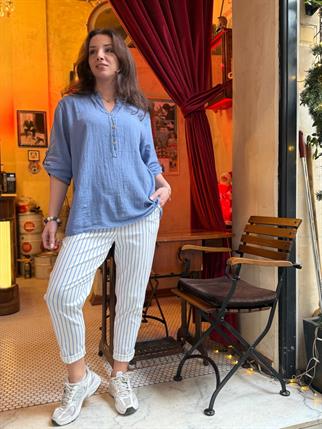 İthal Çizgili Havuç Pantolon