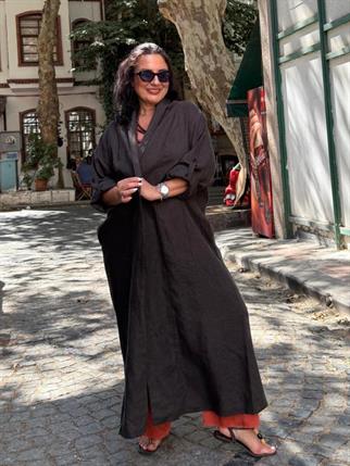 Düğme Detaylı Keten Ceket