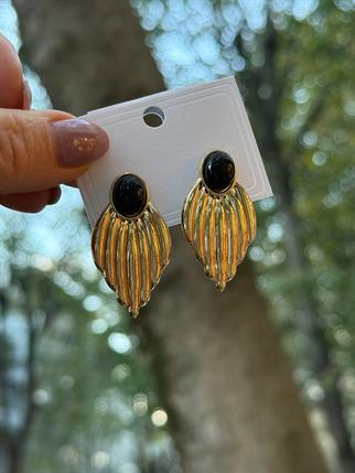 Taşlı Gold Küpe