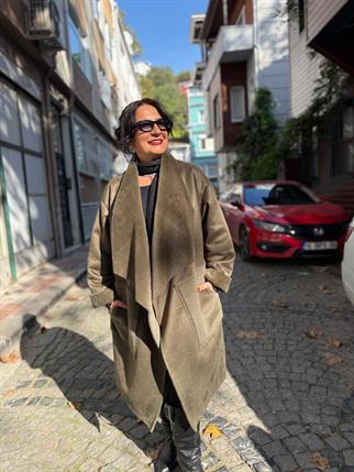 Oversize İthal Kürklü Nubuk Kaban