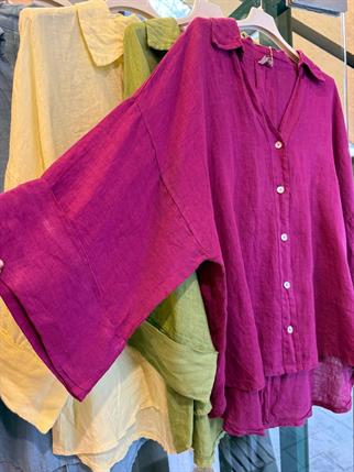 İthal Ham Keten Oversize Gömlek