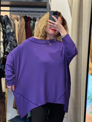 Kayık Yaka Salaş Organik Triko Bluz