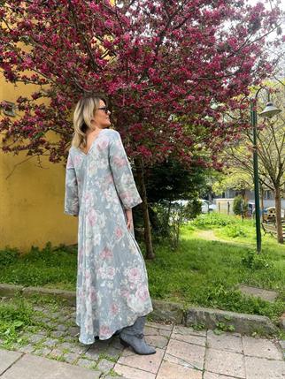 İthal Ön Arka V Güllü Elbise