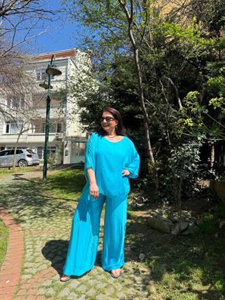 Bel Korsajlı Astarlı İthal İpek Pantolon