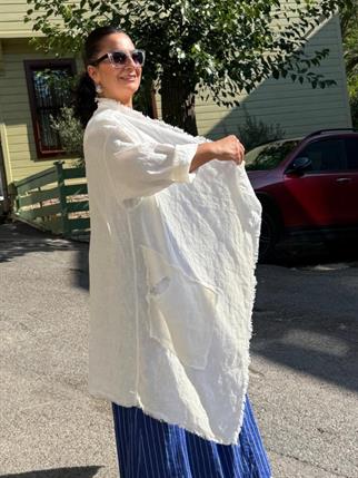 Şal Yaka İthal Keten Ceket