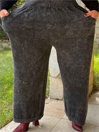 Oversize Yıkamalı Pamuk Triko Pantolon