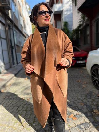 Oversize İthal Kürklü Nubuk Kaban