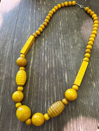 Sarı Ahşap Kolye