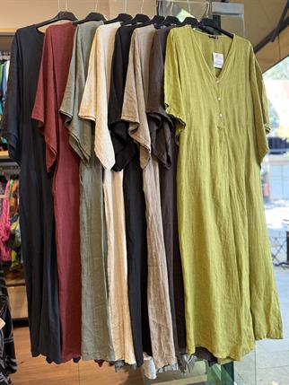 İthal Keten V Yaka Tulum