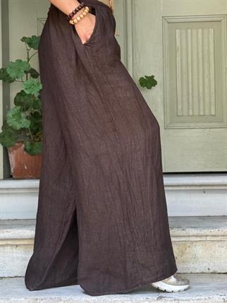 İthal Hasır Kemerli Keten Pantolon