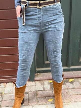 İthal Yıkamalı Kemerli Likralı Pantolon