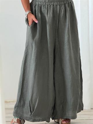 Oversize İthal Paçası Dikişli Keten Pantolon