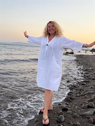 Beyaz Müslin Elbise