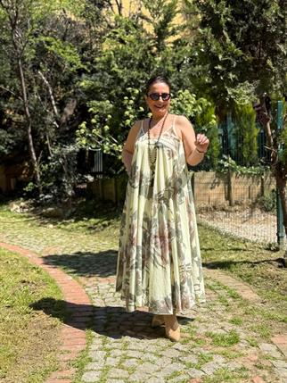 İthal Çiçekli Elbise Petek Dokulu Bluz Takım