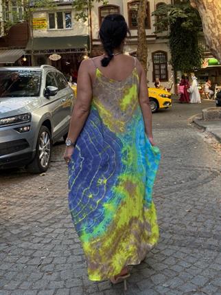Turkuaz Batik Elbise