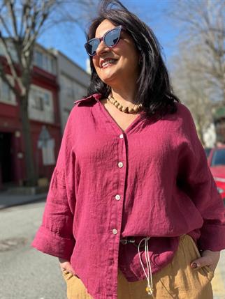 İthal Ham Keten Oversize Gömlek