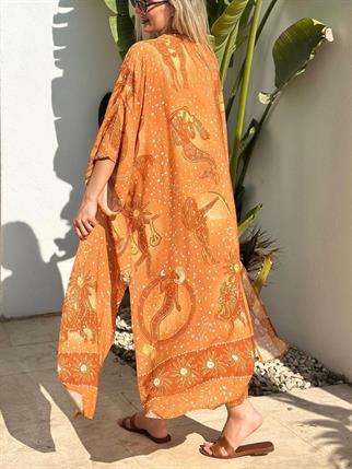 Turuncu Desenli Kimono