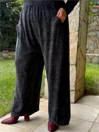 Oversize Yıkamalı Pamuk Triko Pantolon