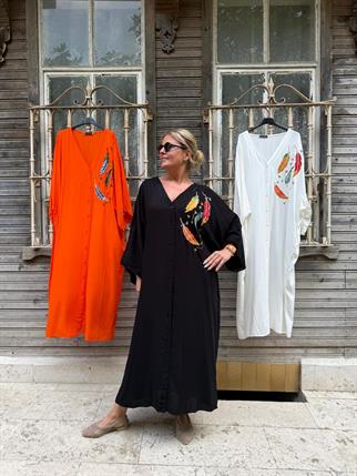 Oversize Nakışlı Gömlek Elbise