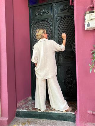 İthal Keten Gömlek Pantolon Takım