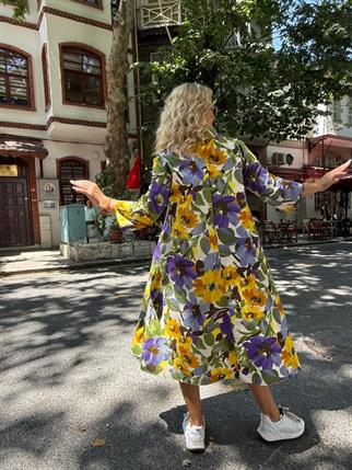 Mor Menekşe Truvakar Kol Elbise