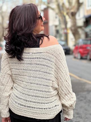 Bej Kayık Yaka Merserize